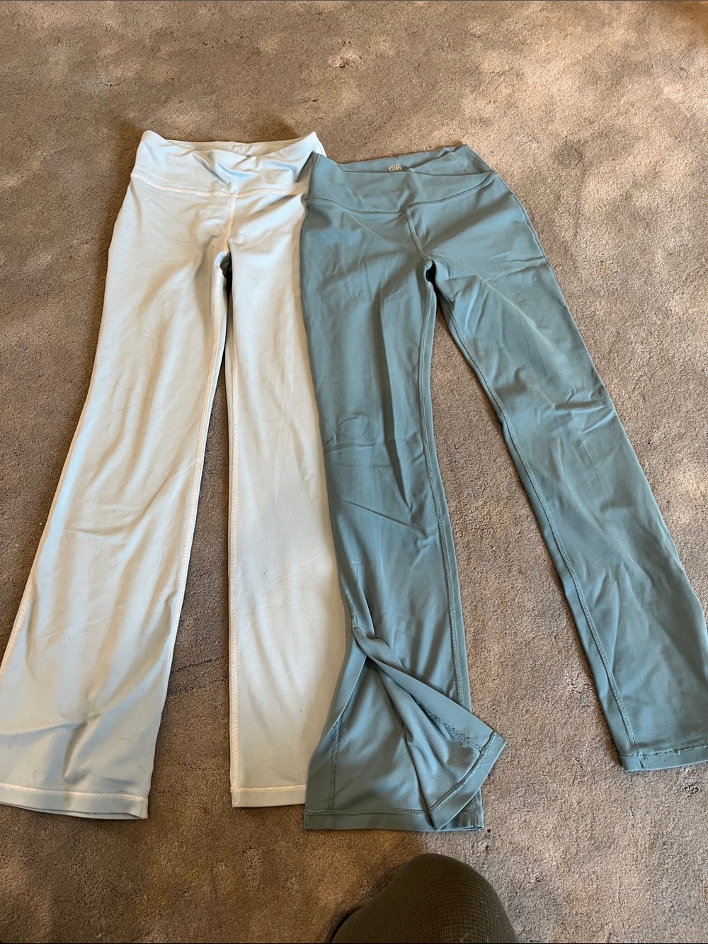 Athleta Girls' Flared Leggings in Light Blue and Sage